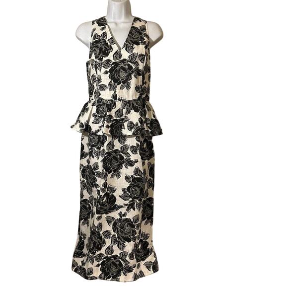 Vtg Italian Dressing Square Peplum, Blk/Wht Cocktail Dress, 40s inspired USA 5/6 - Picture 1 of 9